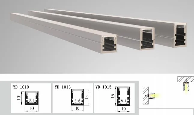 Detailed view of 10×13mm LED aluminum profile